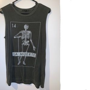 S Urban Black Skeleton La Muerte Muscle T Shirt